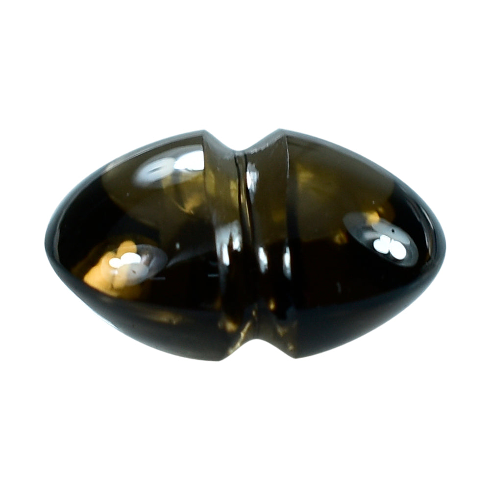 SMOKY QUARTZ LENTIL ROUND CARVED BELT (DES#25) (DARK) 12MM 5.35 Cts.