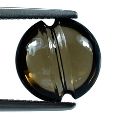 SMOKY QUARTZ LENTIL ROUND CARVED BELT (DES#25) (DARK) 12MM 5.35 Cts.