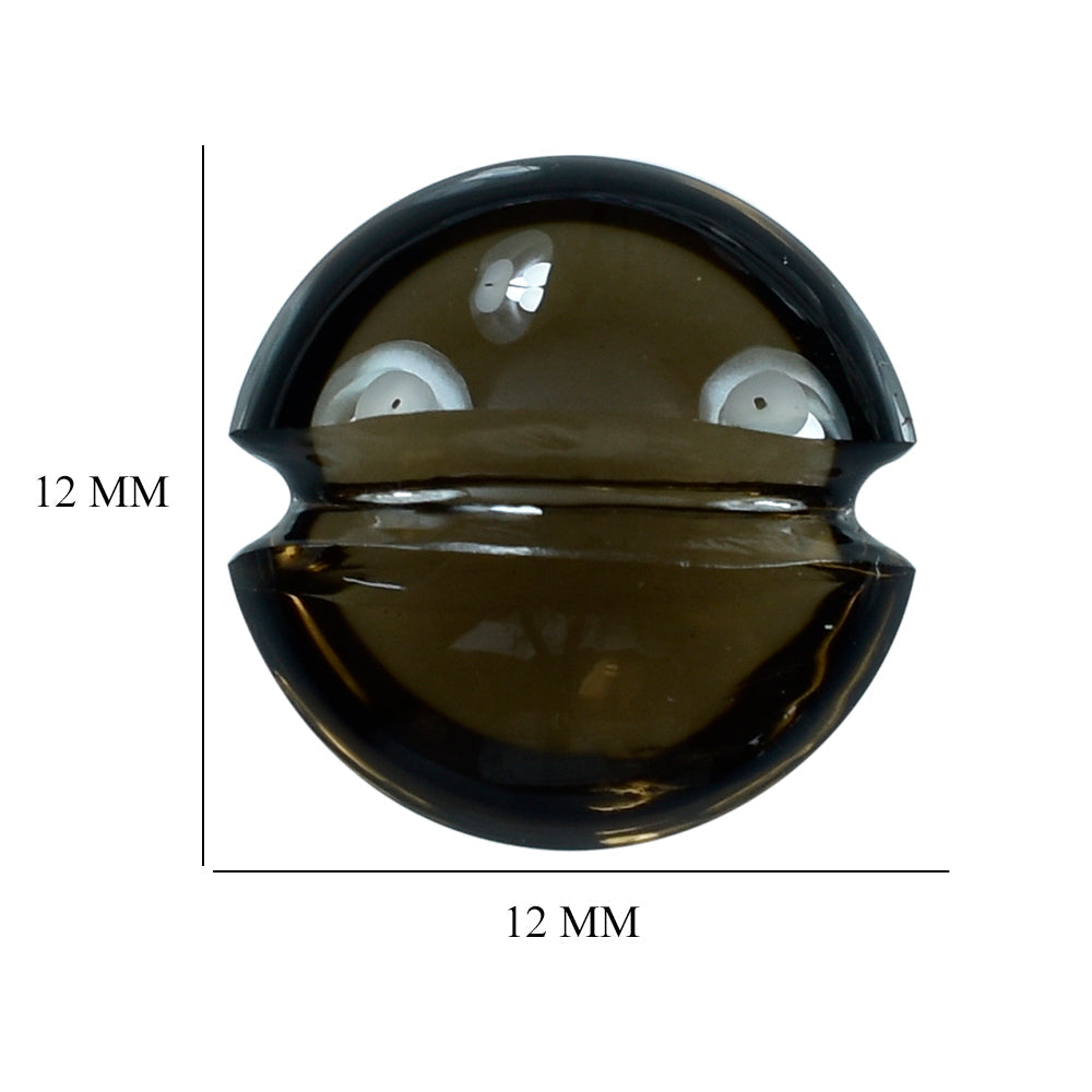 SMOKY QUARTZ LENTIL ROUND CARVED BELT (DES#25) (DARK) 12MM 5.35 Cts.