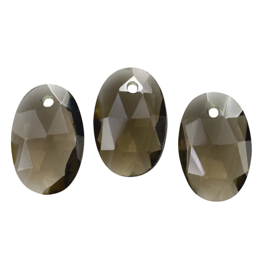 SMOKY QUARTZ ROSE CUT BRIOLETTE OVAL (FULL DRILL) 12X8MM 2.34 Cts.