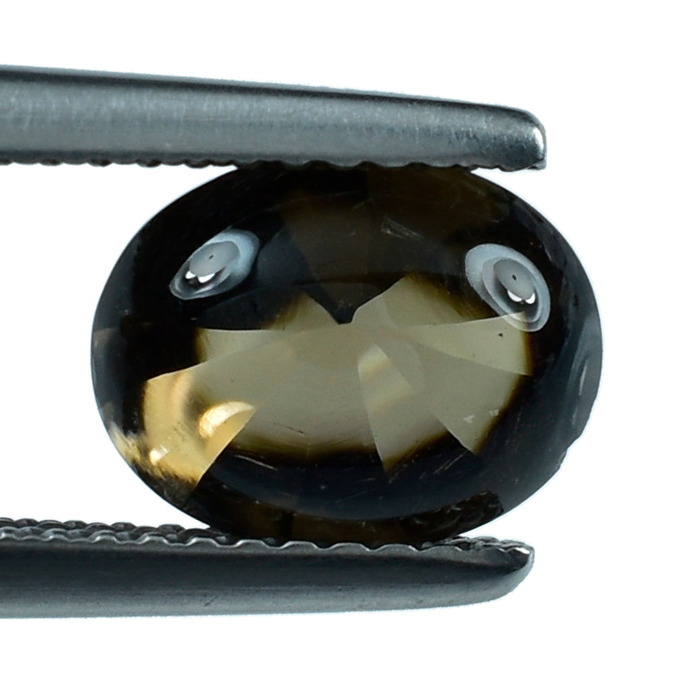 SMOKY QUARTZ BUFFTOP TWISTED CONCAVE BACK OVAL (DES#31) (MEDIUM) 9X7MM 1.82 Cts.