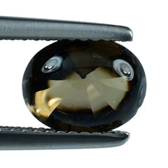 SMOKY QUARTZ BUFFTOP TWISTED CONCAVE BACK OVAL (DES#31) (MEDIUM) 9X7MM 1.82 Cts.