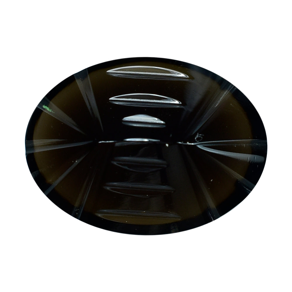 SMOKY QUARTZ BUFFTOP CONCAVE BACK OVAL (DES#105) (DARK) 16X12MM 8.05 Cts.