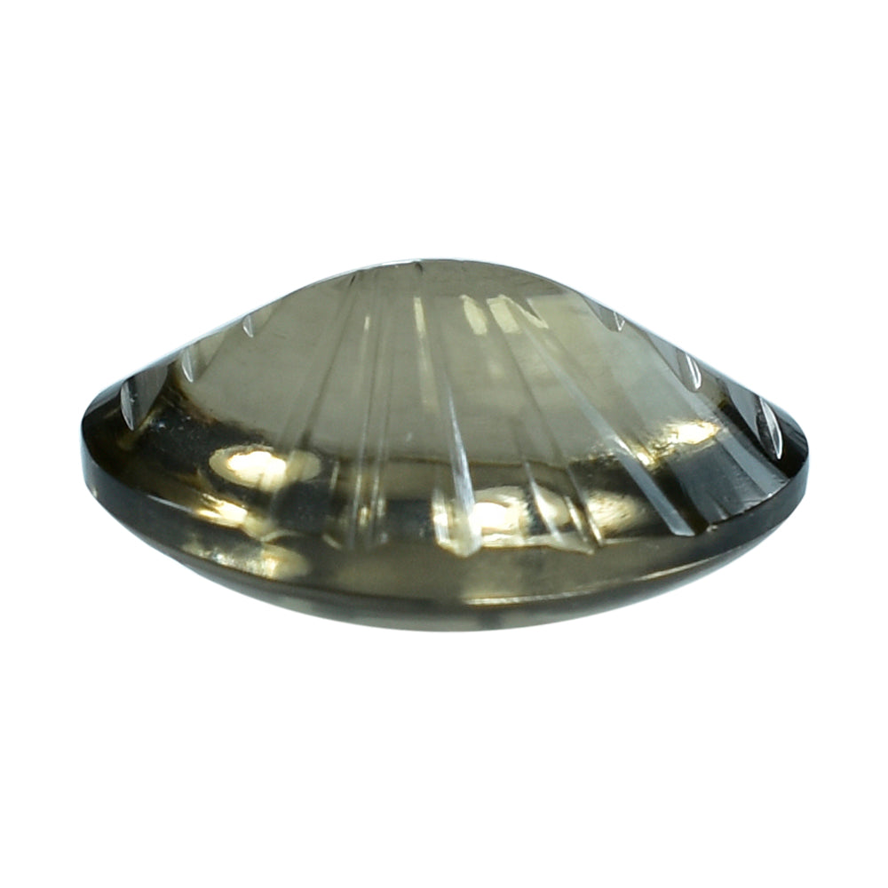 SMOKY QUARTZ BUFFTOP LAZER CONCAVE BACK OVAL (DES#101) (LITE) 16X12MM 8.55 Cts.