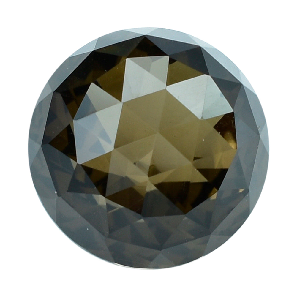 SMOKY QUARTZ HIGH DOME ROSE CUT ROUND (DES#17) (DARK) 15MM 16.30 Cts.