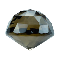 SMOKY QUARTZ HIGH DOME ROSE CUT ROUND (DES#17) (DARK) 15MM 16.30 Cts.
