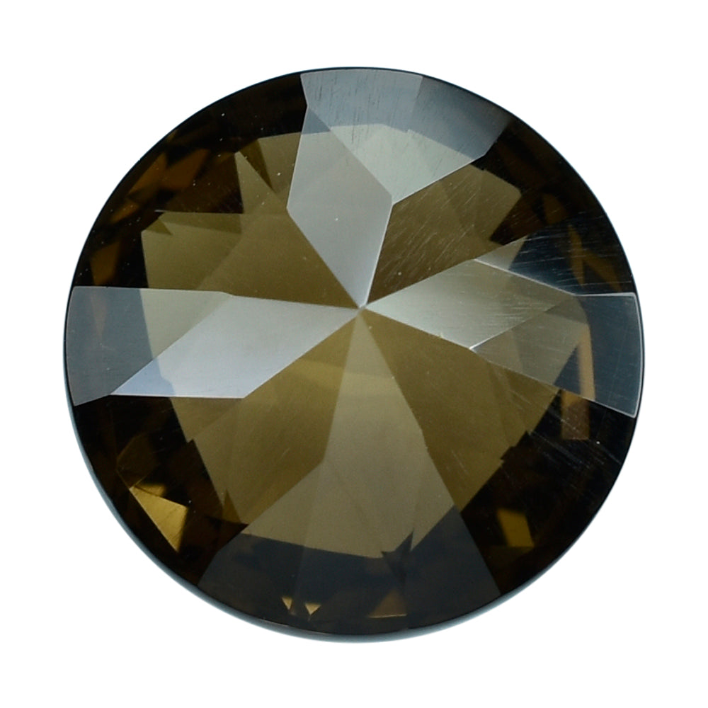 SMOKY QUARTZ HIGH DOME ROSE CUT ROUND (DES#17) (DARK) 15MM 16.30 Cts.