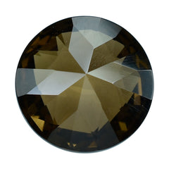 SMOKY QUARTZ HIGH DOME ROSE CUT ROUND (DES#17) (DARK) 15MM 16.30 Cts.