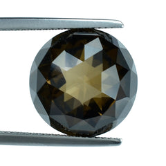 SMOKY QUARTZ HIGH DOME ROSE CUT ROUND (DES#17) (DARK) 15MM 16.30 Cts.