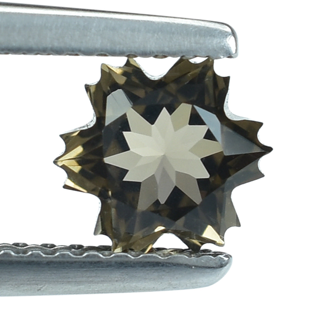 SMOKY QUARTZ CUT SNOWFLAKE SHAPE (MEDIUM) 6MM (THICKNESS:-4.50MM) 0.92 Cts.