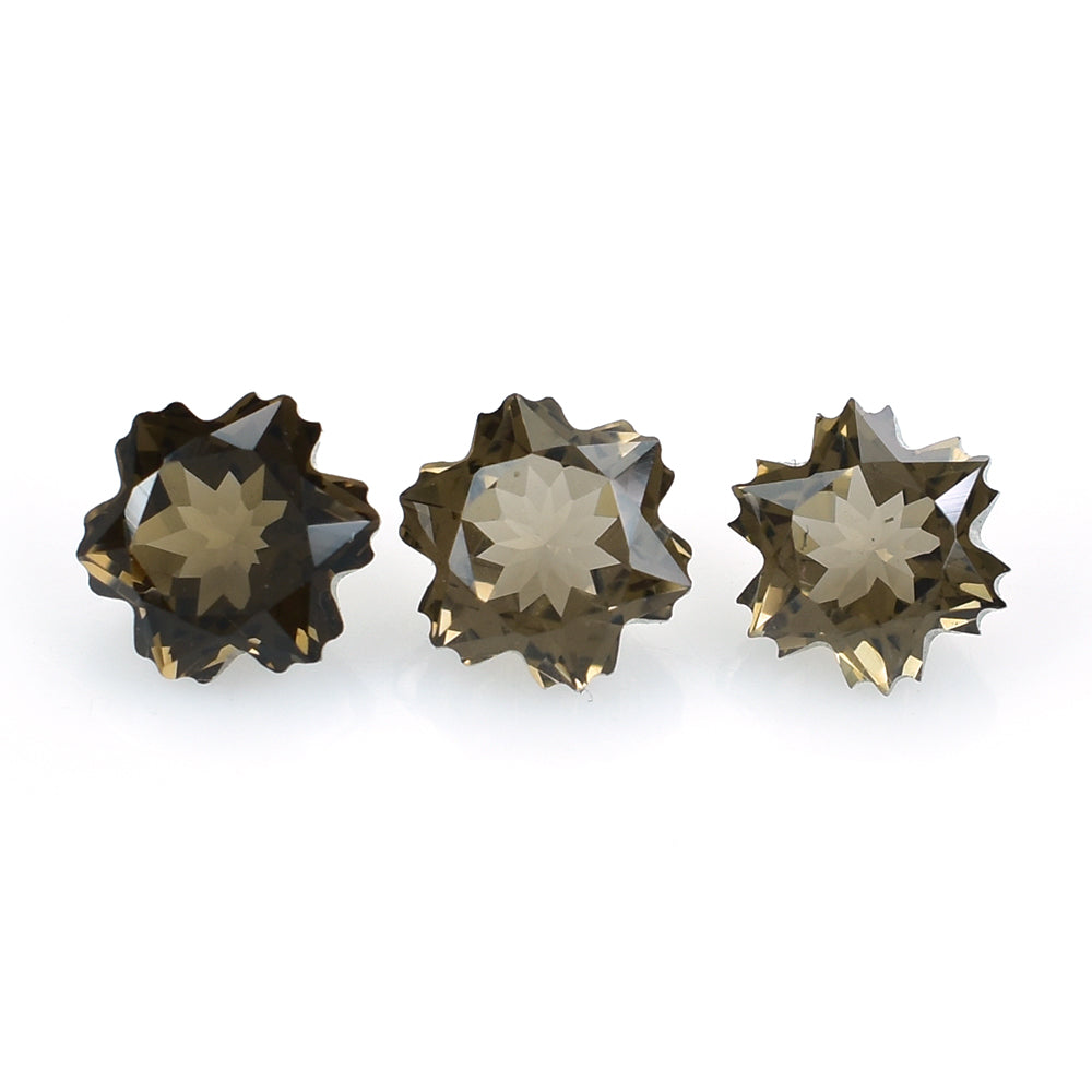 SMOKY QUARTZ CUT SNOWFLAKE SHAPE (MEDIUM) 6MM (THICKNESS:-4.50MM) 0.92 Cts.