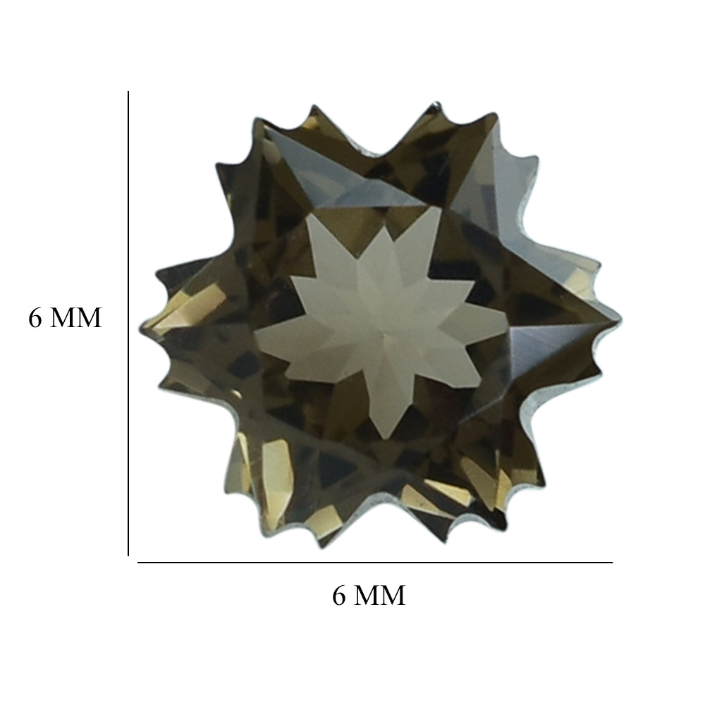 SMOKY QUARTZ CUT SNOWFLAKE SHAPE (MEDIUM) 6MM (THICKNESS:-4.50MM) 0.92 Cts.