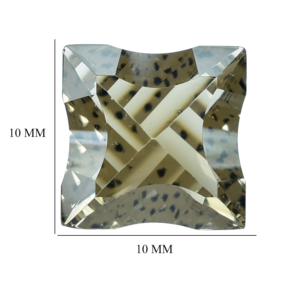 SMOKY QUARTZ CONCAVE CUT SQUARE (DES#48) 10MM 6.60 Cts.