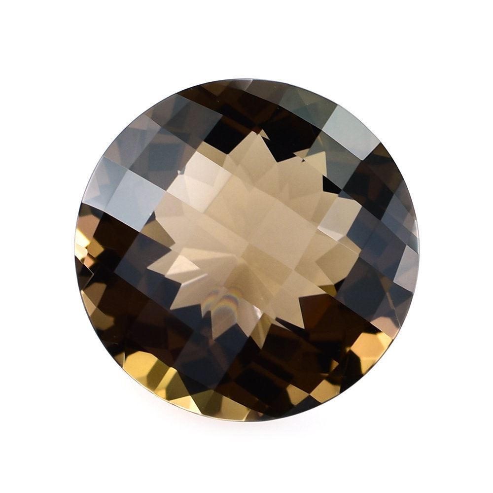 SMOKY QUARTZ CHECKER CUT TOP FLOWER CUT BACK ROUND (MEDIUM) 16X16MM 12.85 Cts.