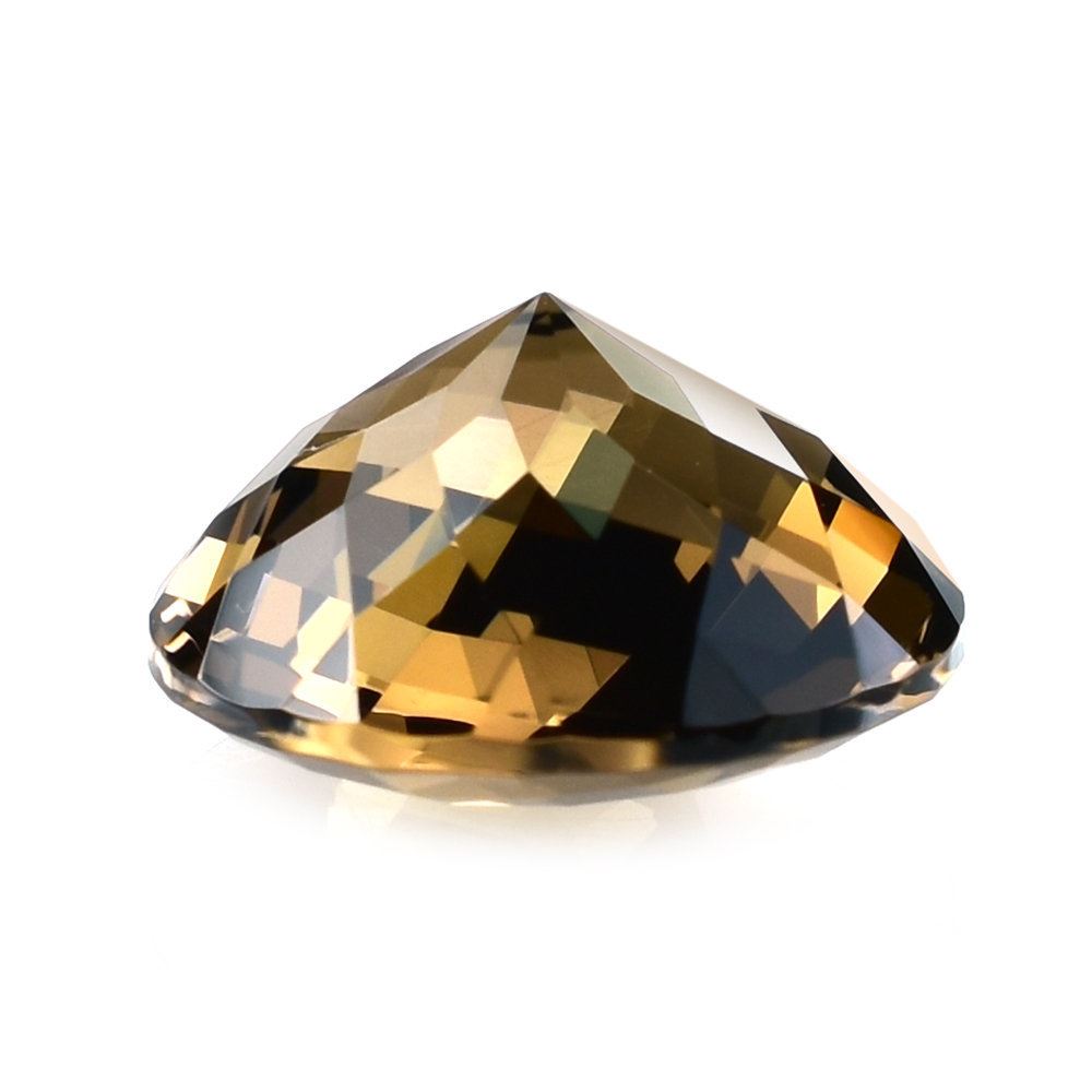 SMOKY QUARTZ CHECKER CUT TOP FLOWER CUT BACK ROUND (MEDIUM) 16X16MM 12.85 Cts.