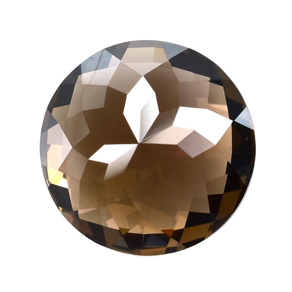 SMOKY QUARTZ CHECKER CUT TOP FLOWER CUT BACK ROUND (MEDIUM) 16X16MM 12.85 Cts.