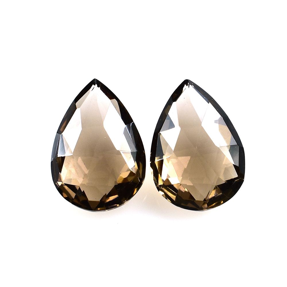 SMOKY QUARTZ ROSE CUT BRIOLETTE PEAR 14X10MM 4.65 Cts.