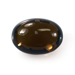 SMOKY QYARTZ CHECKER CUT TOP BUFF BACK OVAL (DARK) 14.00X10.00 MM 7.35 Cts.