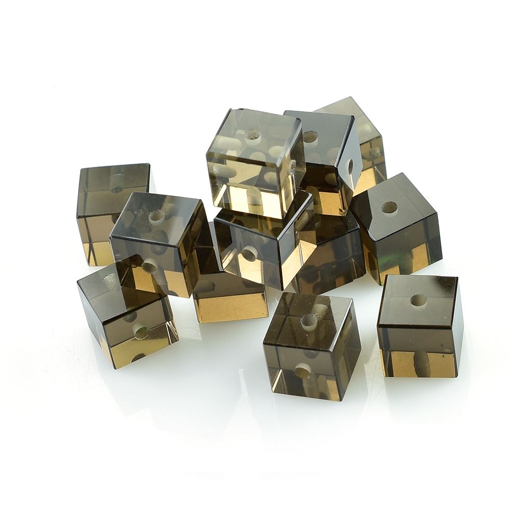 SMOKY QUARTZ PLAIN CUBE (H/D-2.00MM)(MEDIUM)(CLEAN) 10.00X10.00 MM 12.24 Cts.