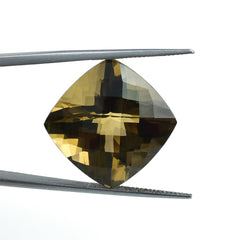 SMOKY QUARTZ CHECKER CUT ANTIQUE CUSHION (MEDIUM)(CLEAN)(OILISH) 20.00X20.00 MM 27.95 Cts.