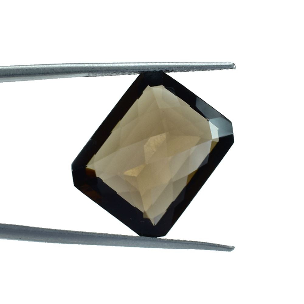SMOKY QUARTZ CHECKER TOP OCTAGON (DARK)(CLEAN) 19.00X15.30 MM 14.76 Cts.