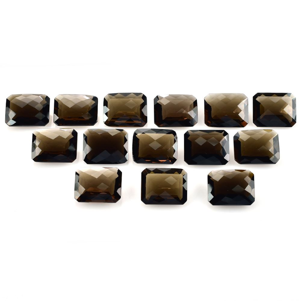 SMOKY QUARTZ CHECKER TOP OCTAGON (DARK)(CLEAN) 19.00X15.30 MM 14.76 Cts.
