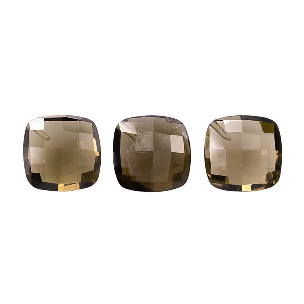 SMOKY QUARTZ BRIOLETTE CUSHION WITH HALF DRILL AT CORNER 10MM 3.91 Cts.