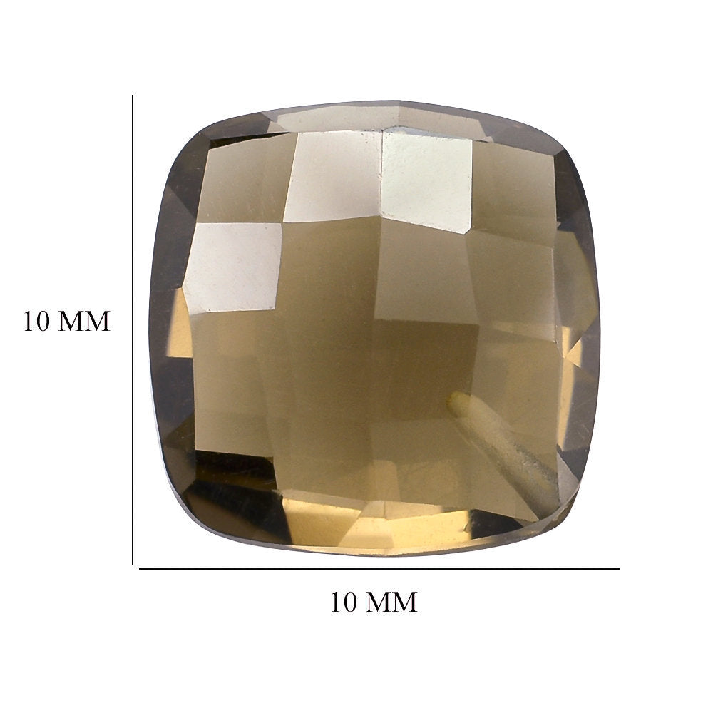 SMOKY QUARTZ BRIOLETTE CUSHION WITH HALF DRILL AT CORNER 10MM 3.91 Cts.