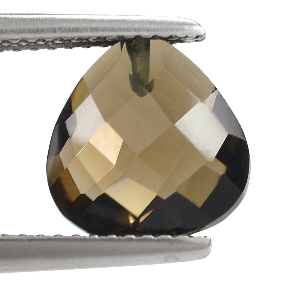 SMOKY QUARTZ BRIOLETTE HEART (HALF DRILL) 10MM 3.18 Cts.