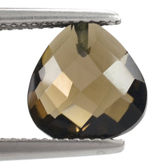 SMOKY QUARTZ BRIOLETTE HEART (HALF DRILL) 10MM 3.18 Cts.