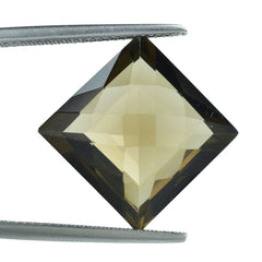 SMOKY QUARTZ CHECKER CUT SQUARE 15MM 12.46 Cts.