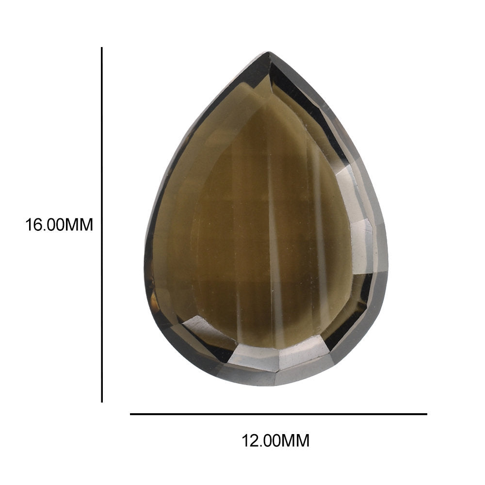 SMOKY QUARTZ BOTH SIDE TABLE CONCAVE CUT PEAR 16X12MM 6.94 Cts.