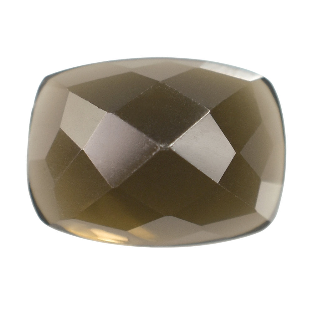 SMOKY QUARTZ CHECKER CUSHION CAB 11X8MM 3.14 Cts.