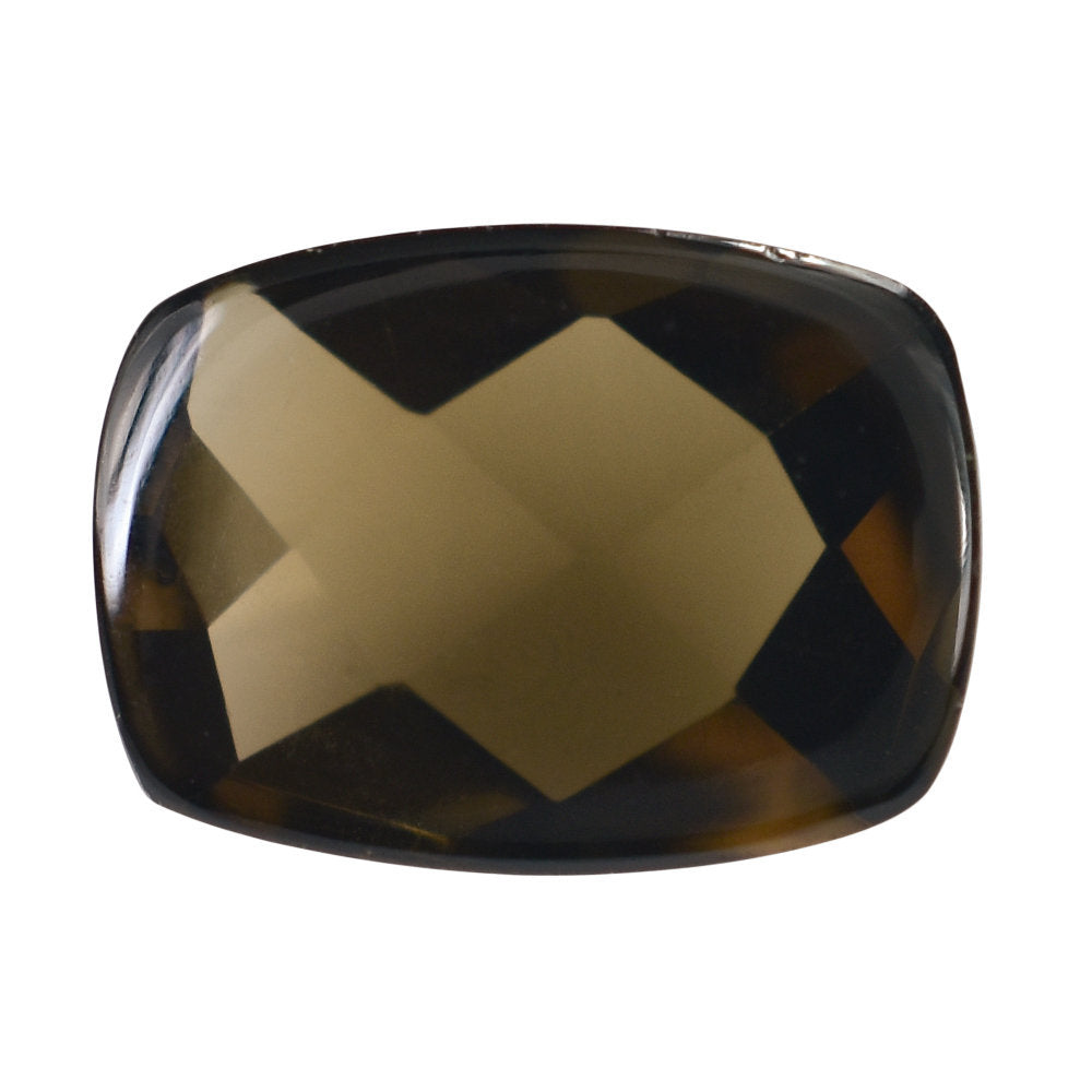 SMOKY QUARTZ CHECKER CUSHION CAB 11X8MM 3.14 Cts.