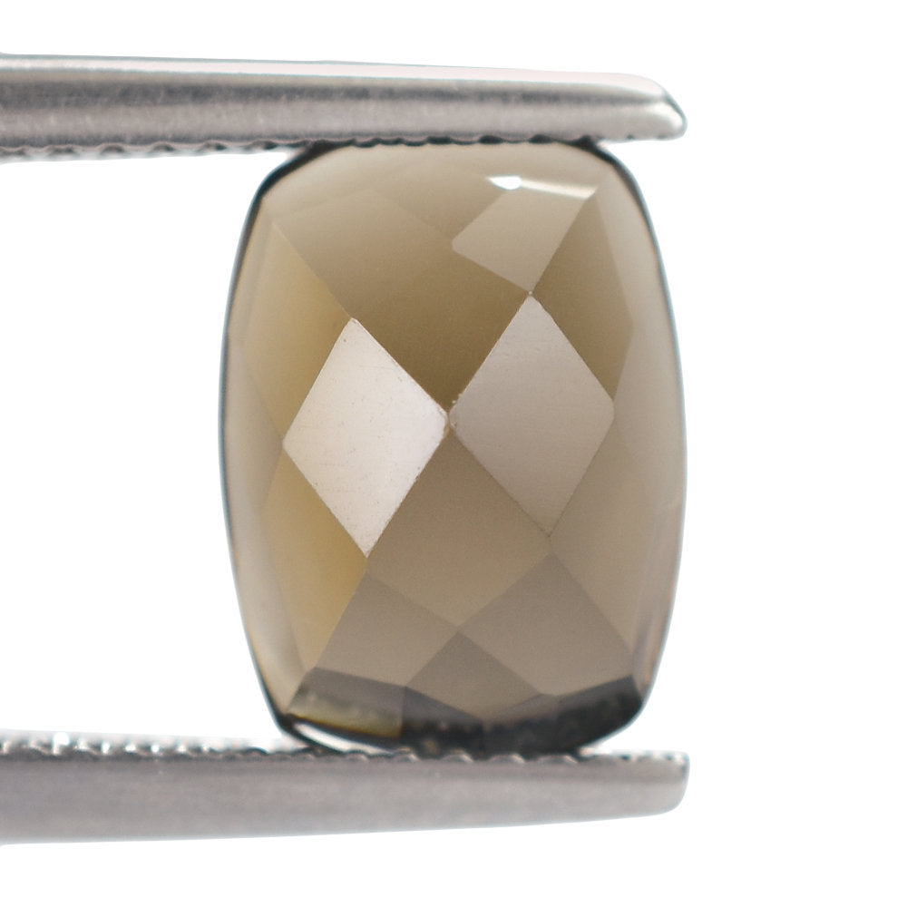 SMOKY QUARTZ CHECKER CUSHION CAB 11X8MM 3.14 Cts.