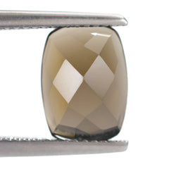 SMOKY QUARTZ CHECKER CUSHION CAB 11X8MM 3.14 Cts.