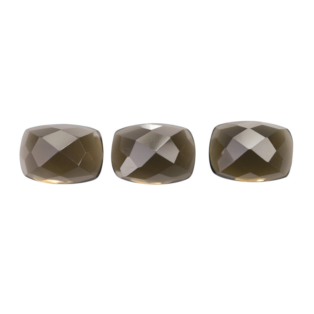 SMOKY QUARTZ CHECKER CUSHION CAB 11X8MM 3.14 Cts.