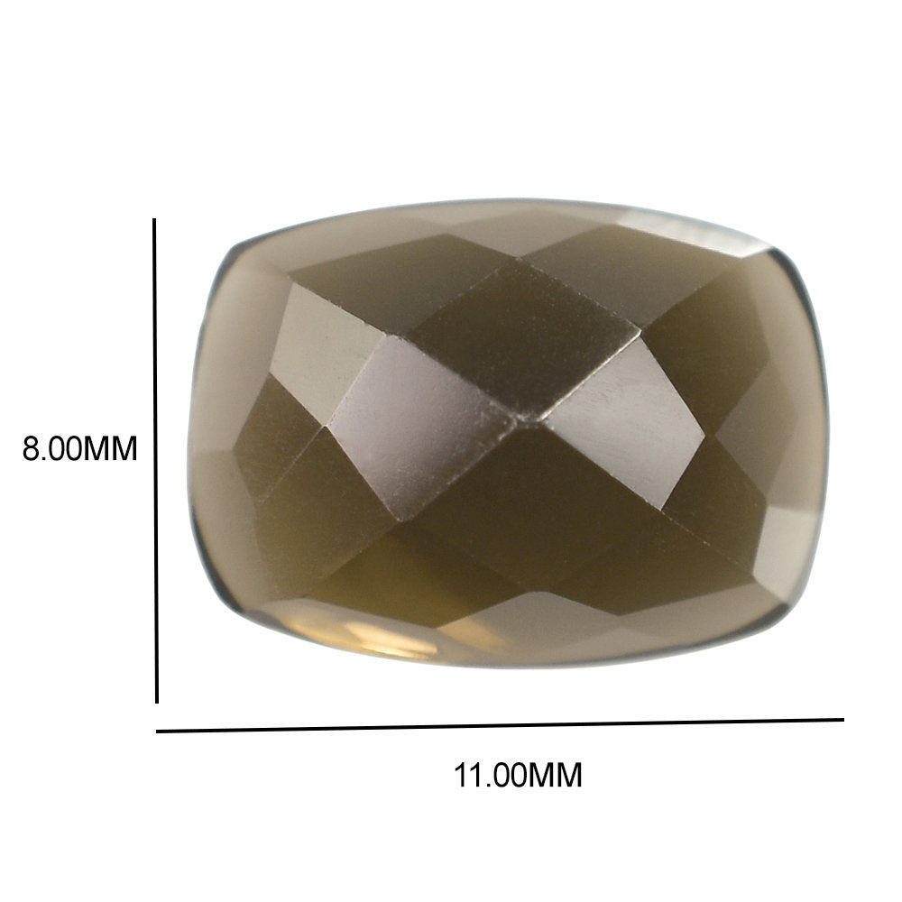 SMOKY QUARTZ CHECKER CUSHION CAB 11X8MM 3.14 Cts.