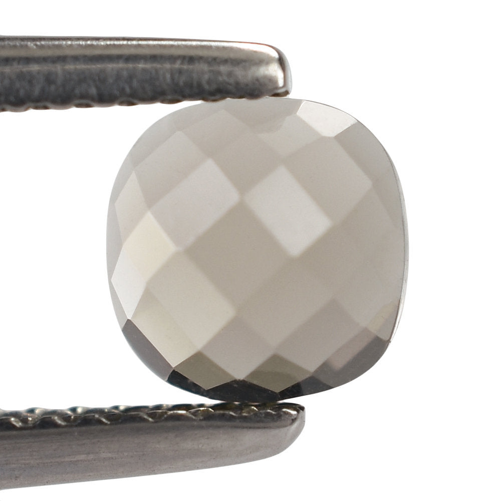 SMOKY QUARTZ CHECKER CUSHION CAB 6MM 0.77 Cts.