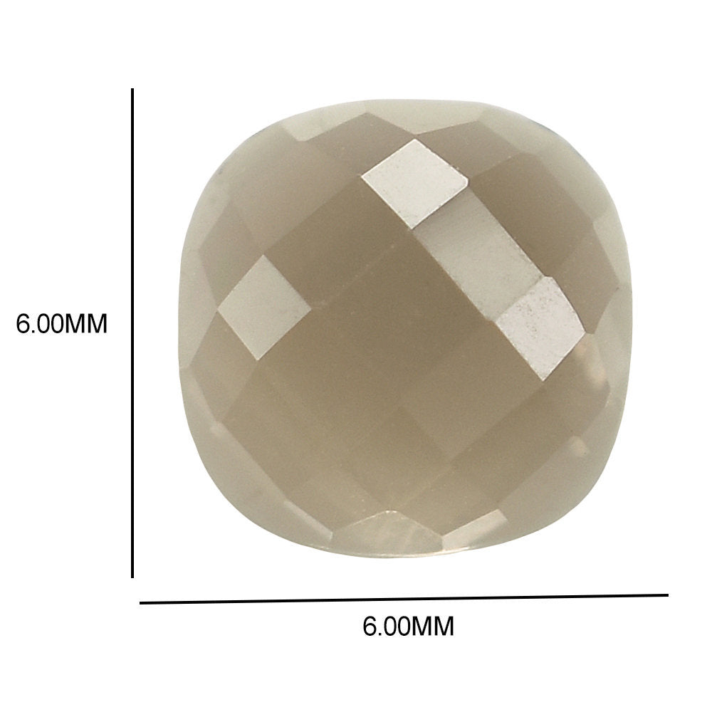 SMOKY QUARTZ CHECKER CUSHION CAB 6MM 0.77 Cts.