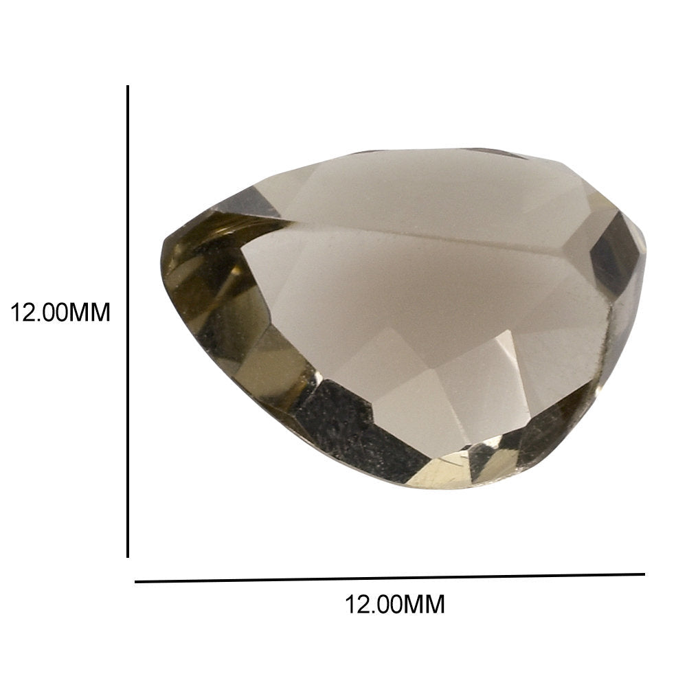 SMOKY QUARTZ CHECKER CUT FANCY HALF HEART 12MM 3.10 Cts.