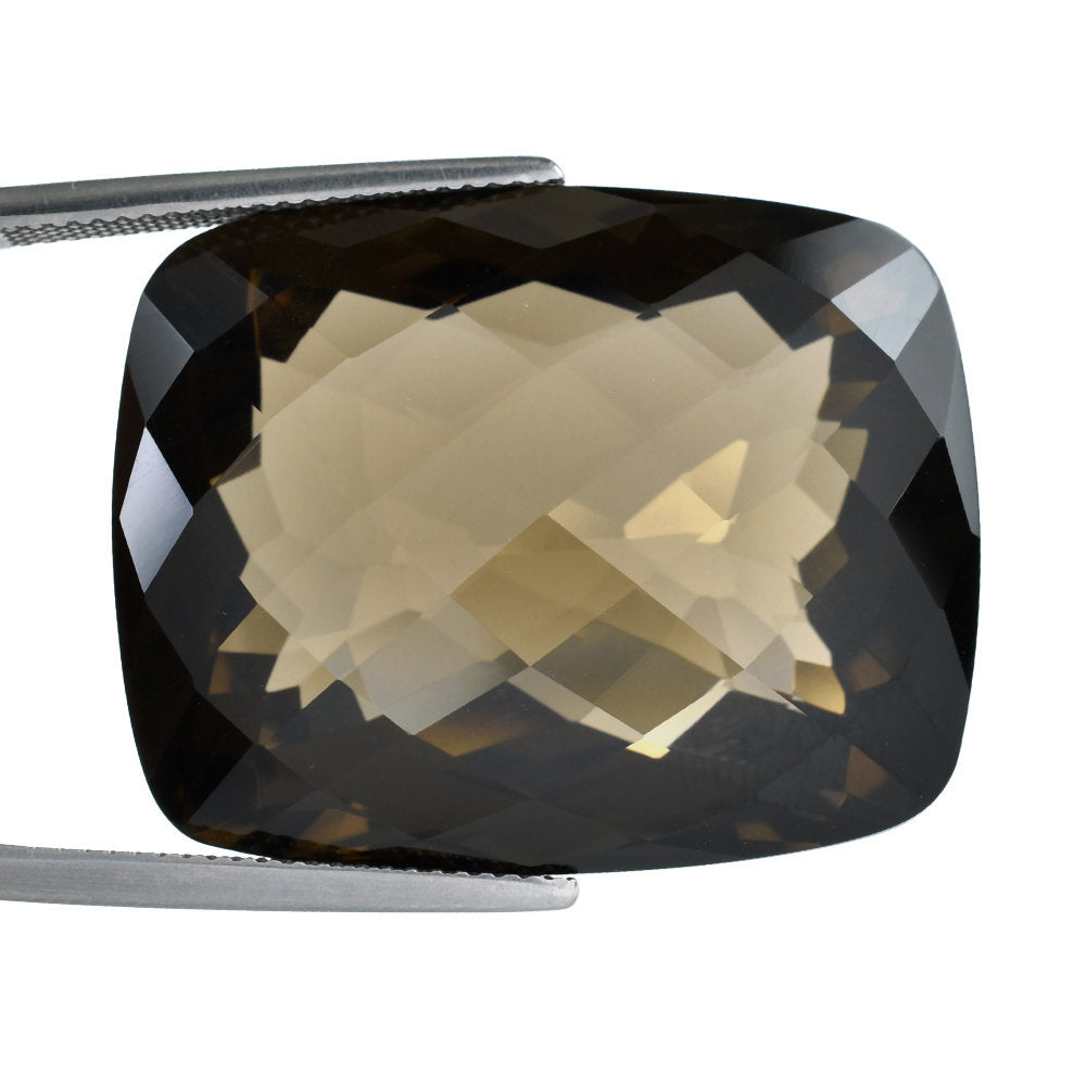 SMOKY QUARTZ CHECKER CUT CUSHION 30X24MM 68.65 Cts.