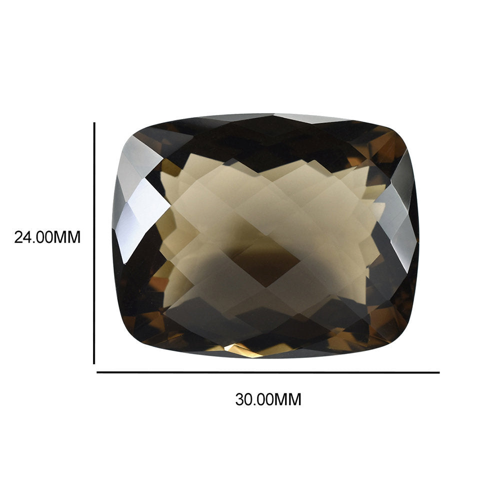 SMOKY QUARTZ CHECKER CUT CUSHION 30X24MM 68.65 Cts.