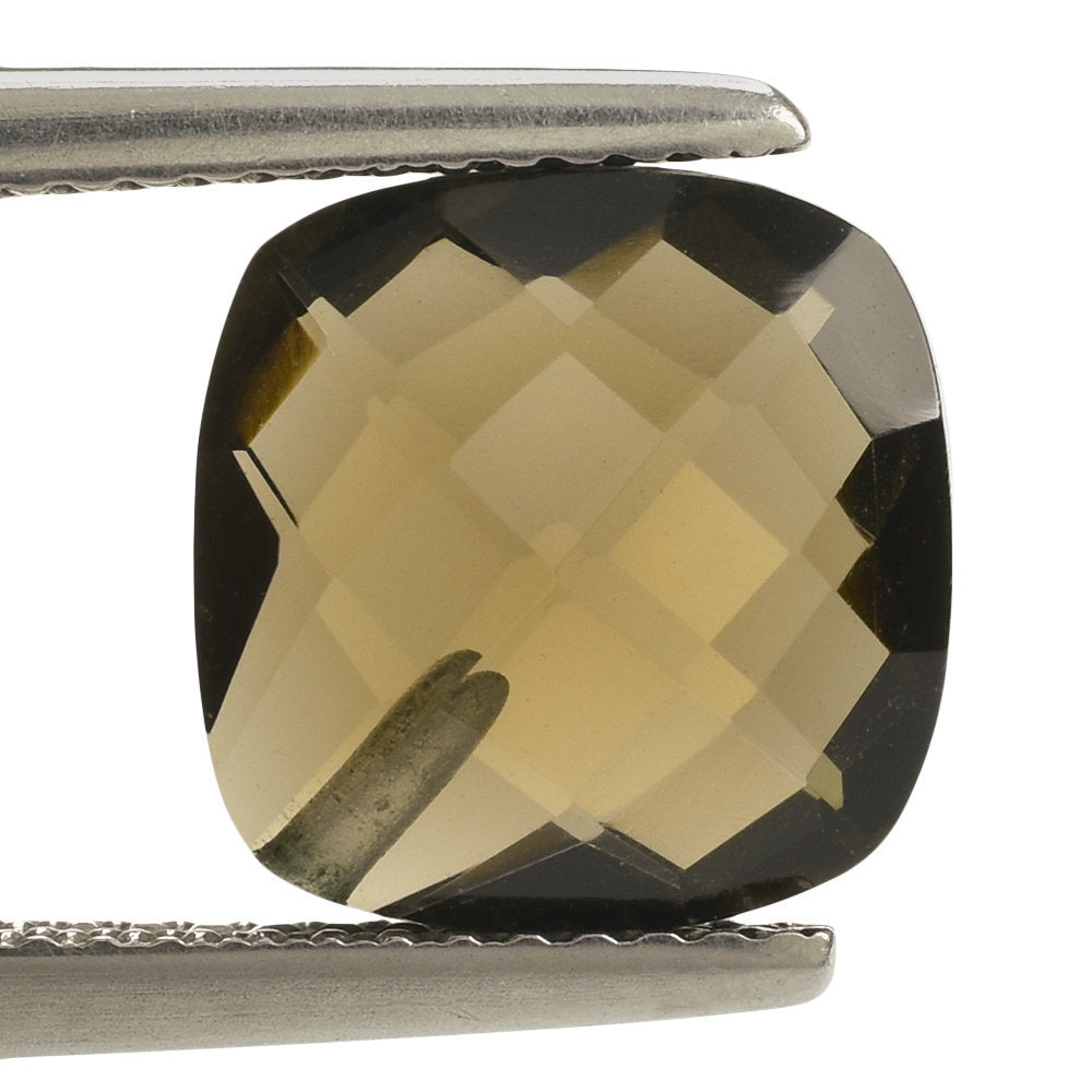SMOKY QUARTZ BRIOLETTE CUSHION (HALF DRILL) 10 MM 3.88 Cts.