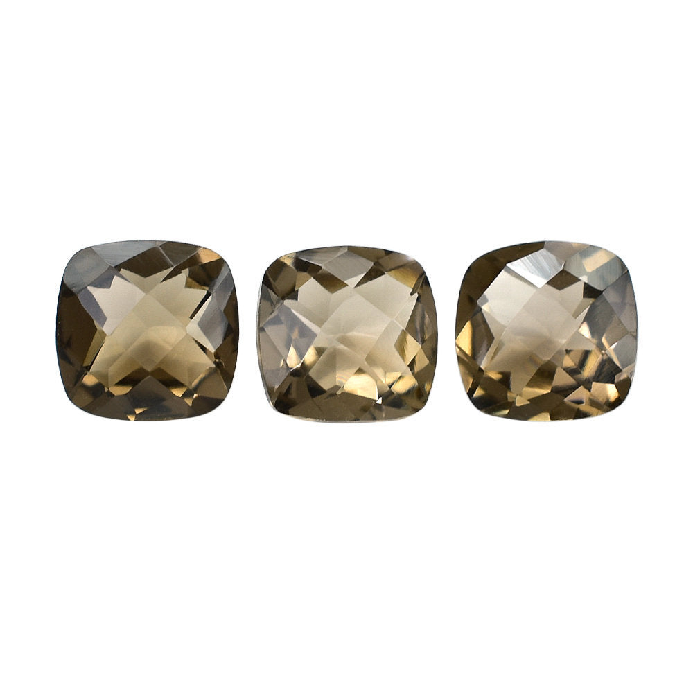 SMOKY QUARTZ CHECKER CUT CUSHION 6 MM 0.87 Cts.