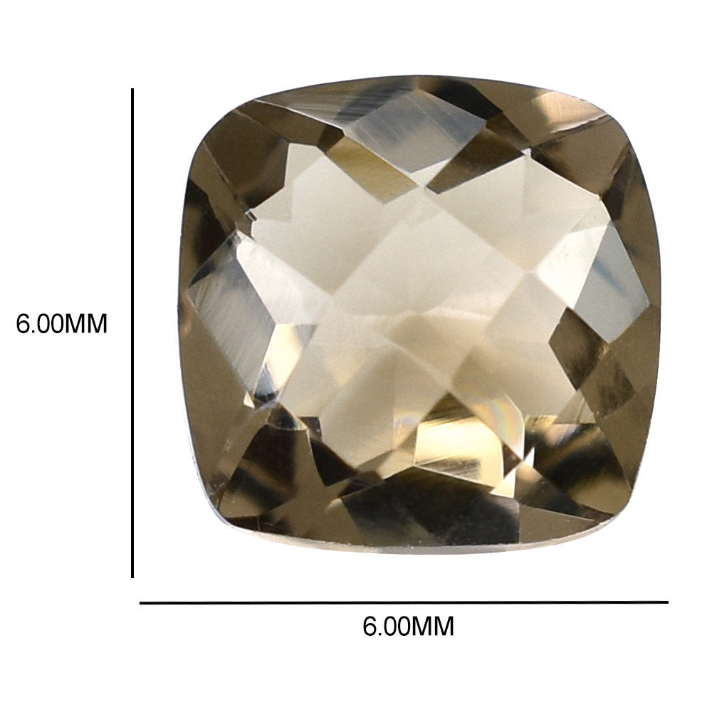 SMOKY QUARTZ CHECKER CUT CUSHION 6 MM 0.87 Cts.