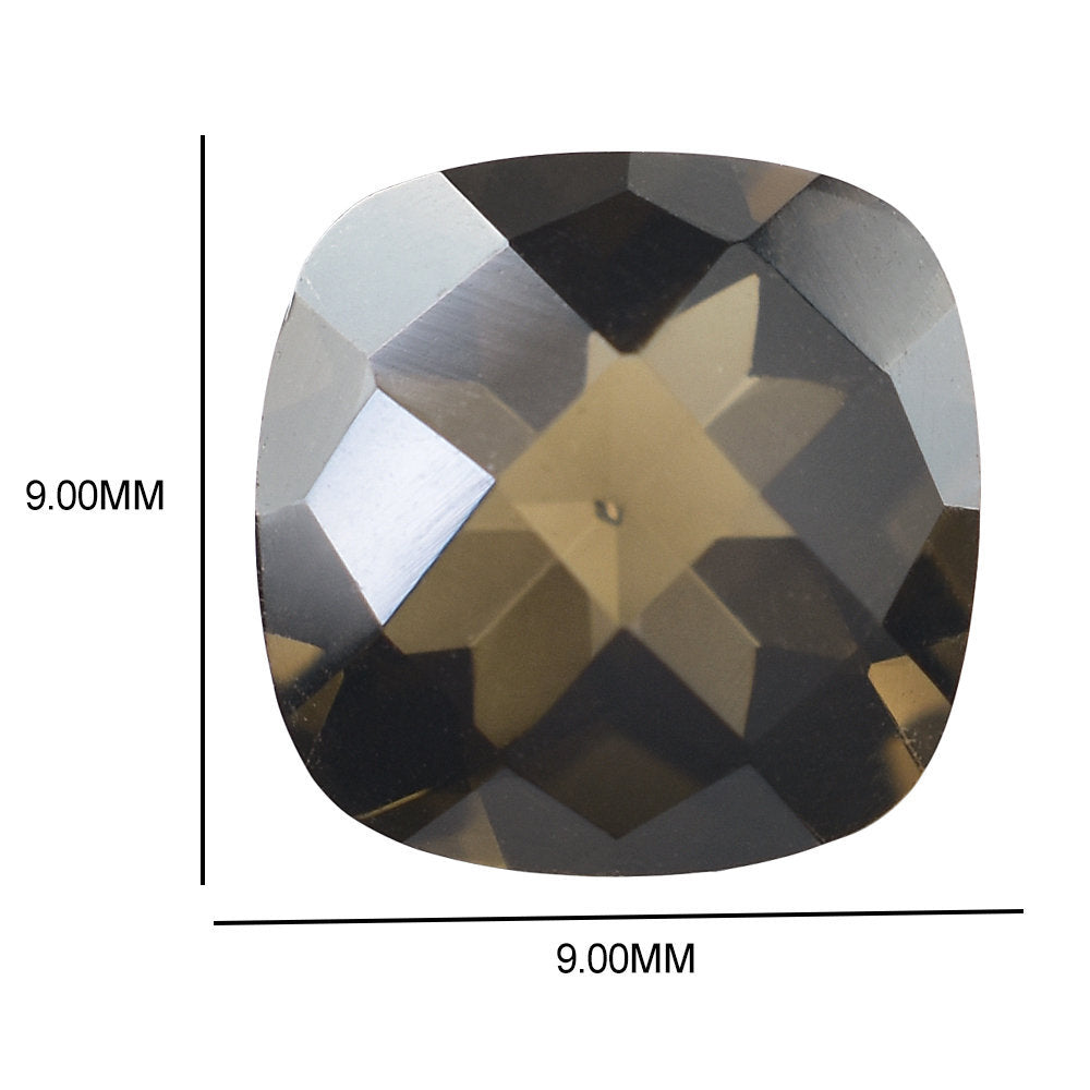 SMOKY QUARTZ CHECKER CUT CUSHION 9 MM 2.69 Cts.