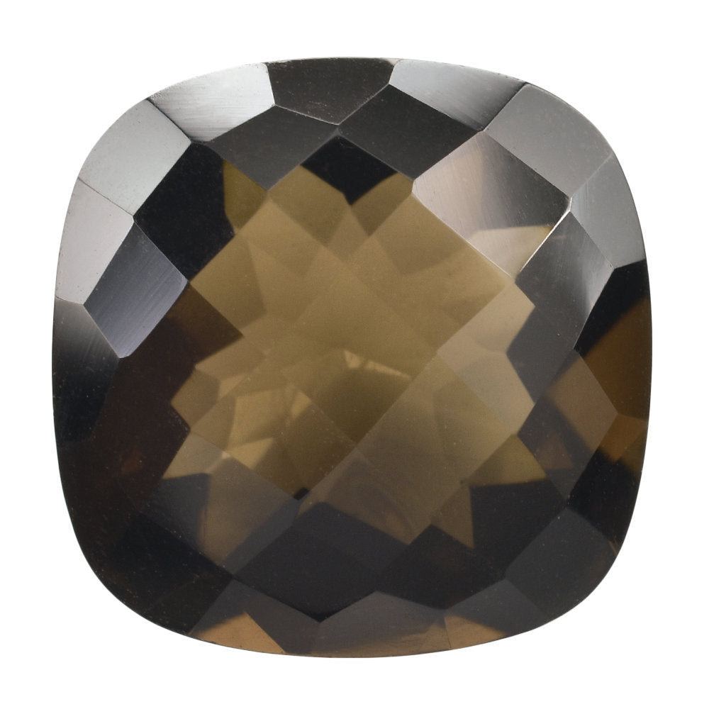 SMOKY QUARTZ CHECKER CUT CUSHION 13MM 8.06 Cts.