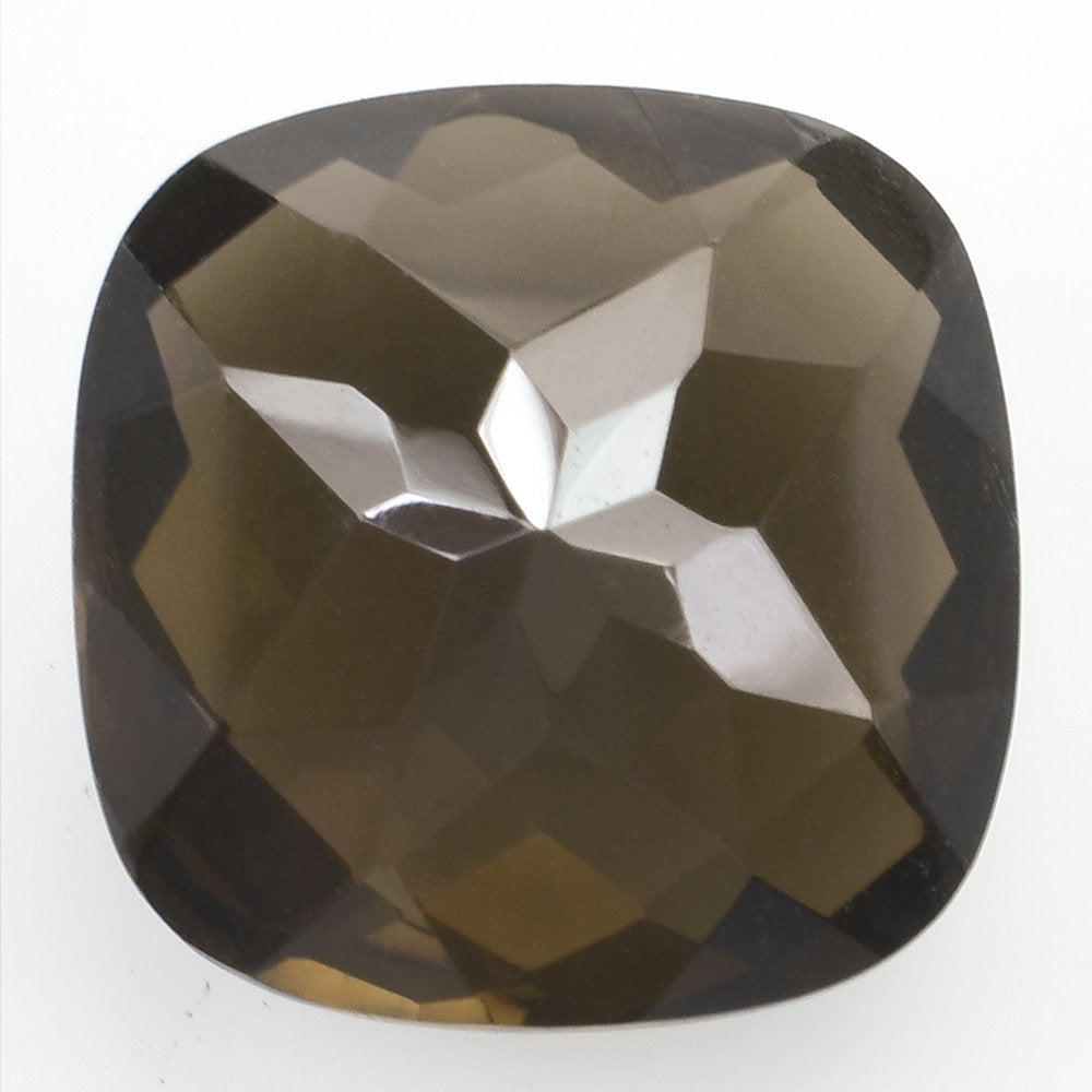SMOKY QUARTZ CHECKER CUT CUSHION 13MM 8.06 Cts.