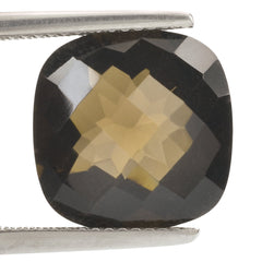 SMOKY QUARTZ CHECKER CUT CUSHION 13MM 8.06 Cts.